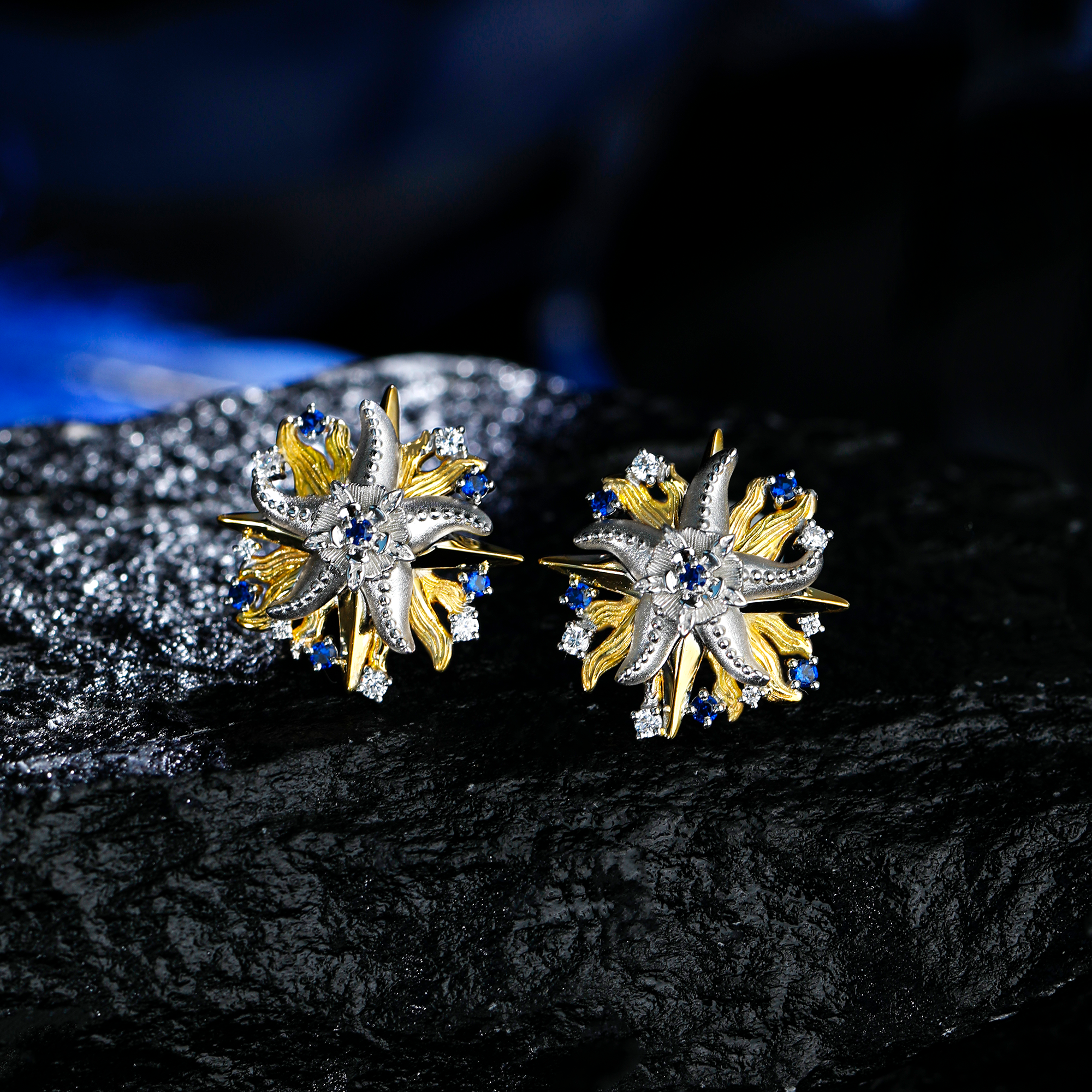 Detail view of Reborn Starfish Stud Earrings sterling silver stud earrings by PurpleSea