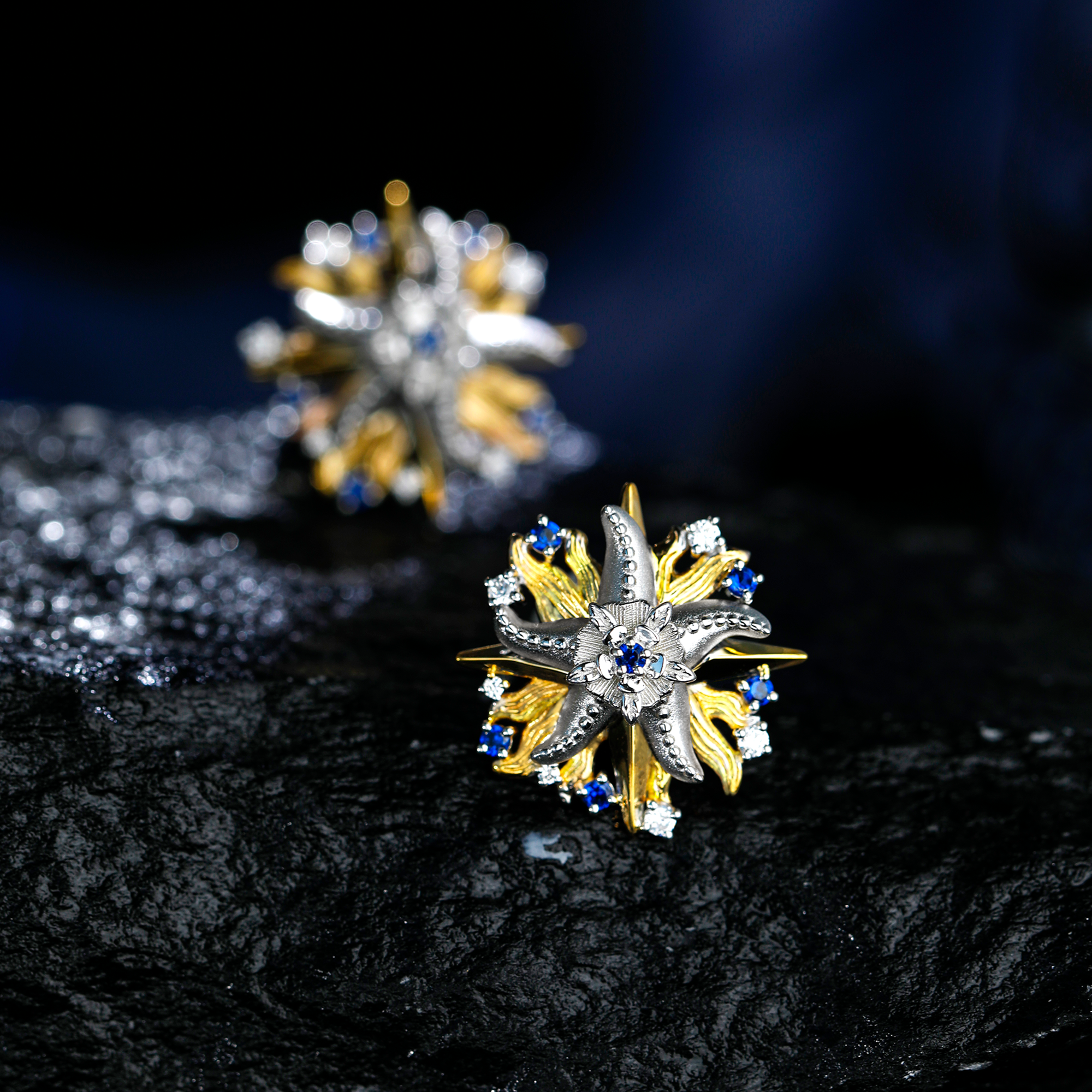 Detail view of Reborn Starfish Stud Earrings sterling silver stud earrings by PurpleSea
