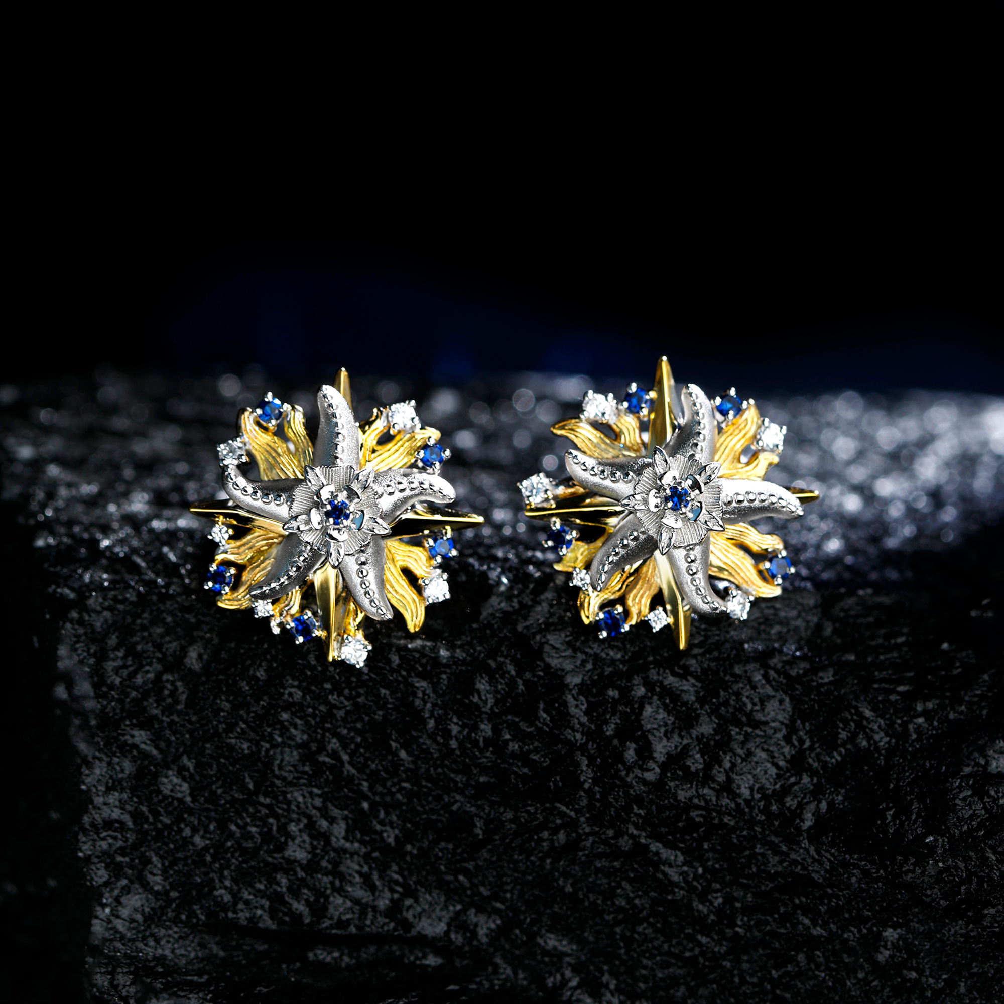 Detail view of Reborn Starfish Stud Earrings sterling silver stud earrings by PurpleSea