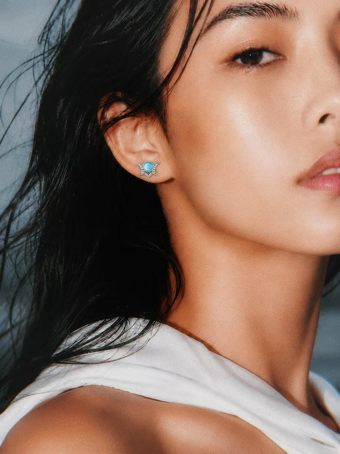 Moon Crown Stud Earrings