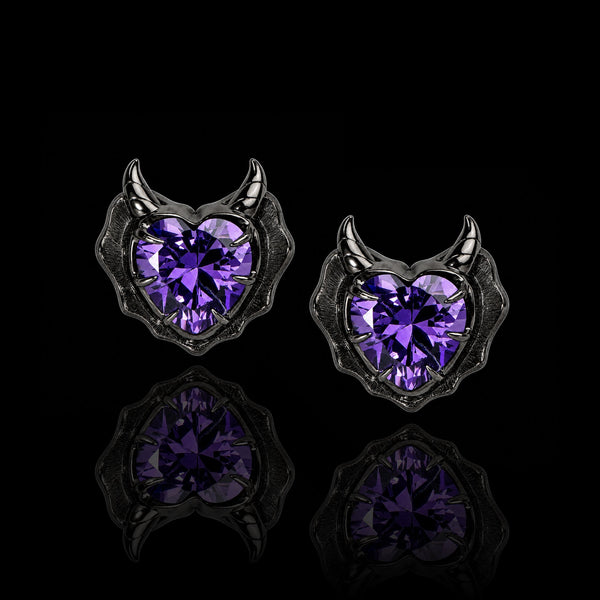 Devil Stud Earrings sterling silver stud earrings by PurpleSea