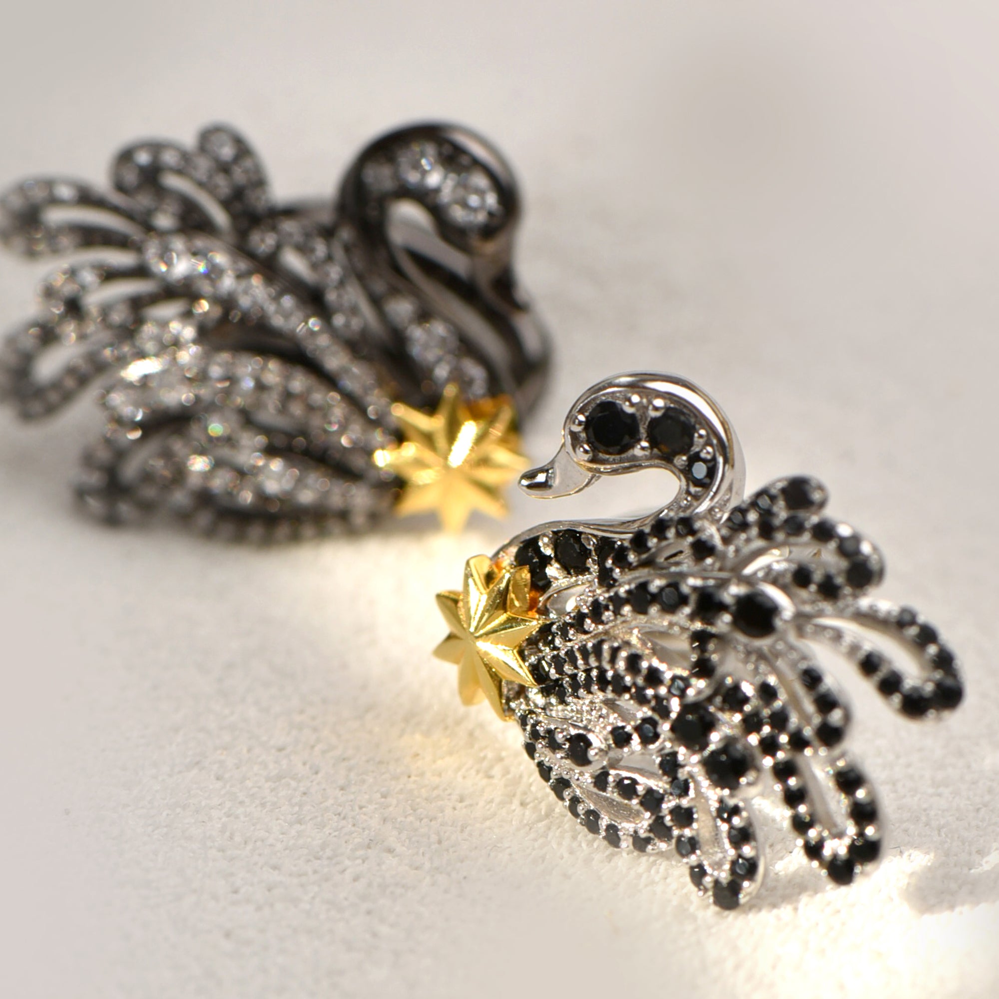 Black and White Swan Ear Cuff