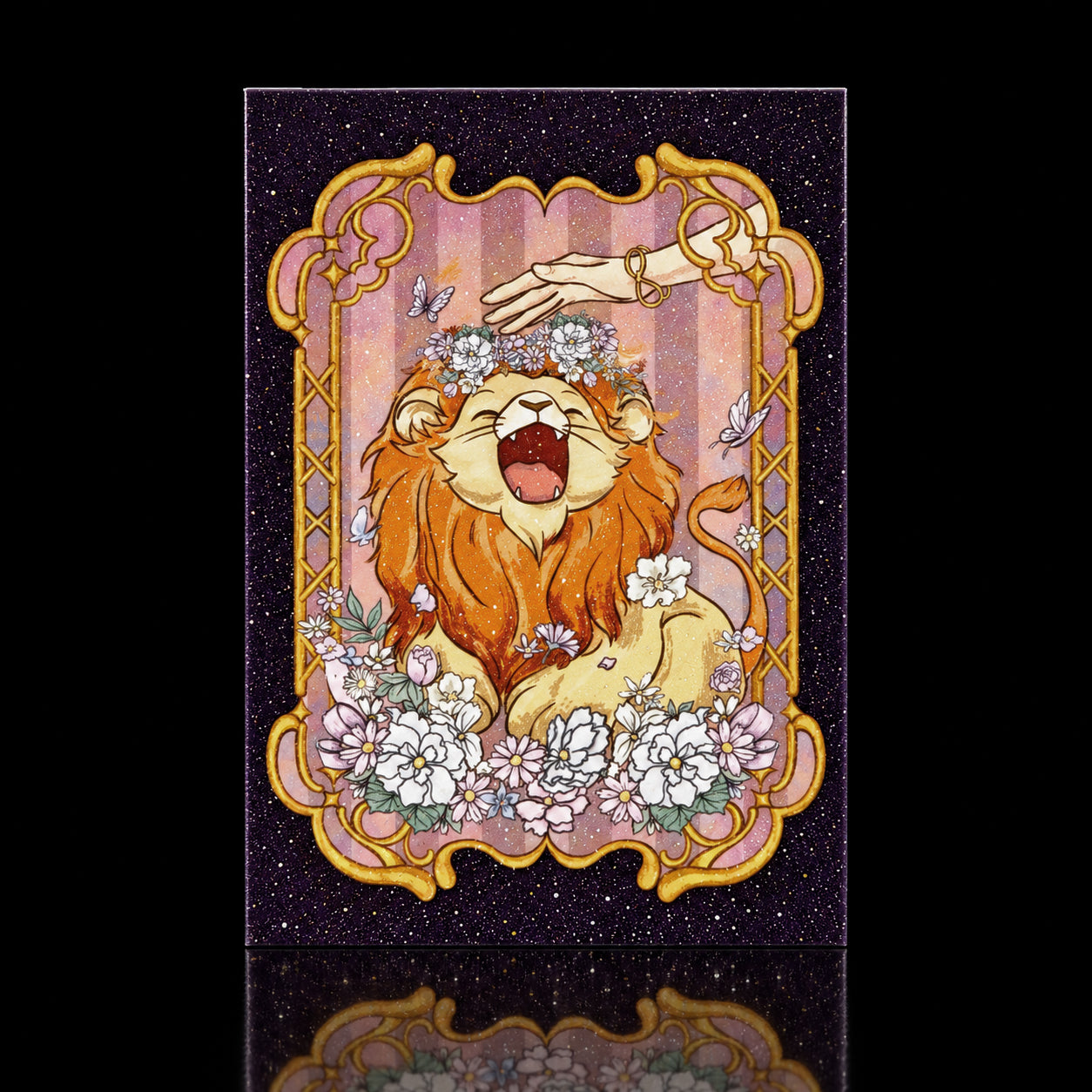 Strength Tarot Postcard – Floral Lion | Gentle Inner Power